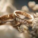 Zeitlose Hochzeitsringe aus Gold mit funkelnden Diamanten