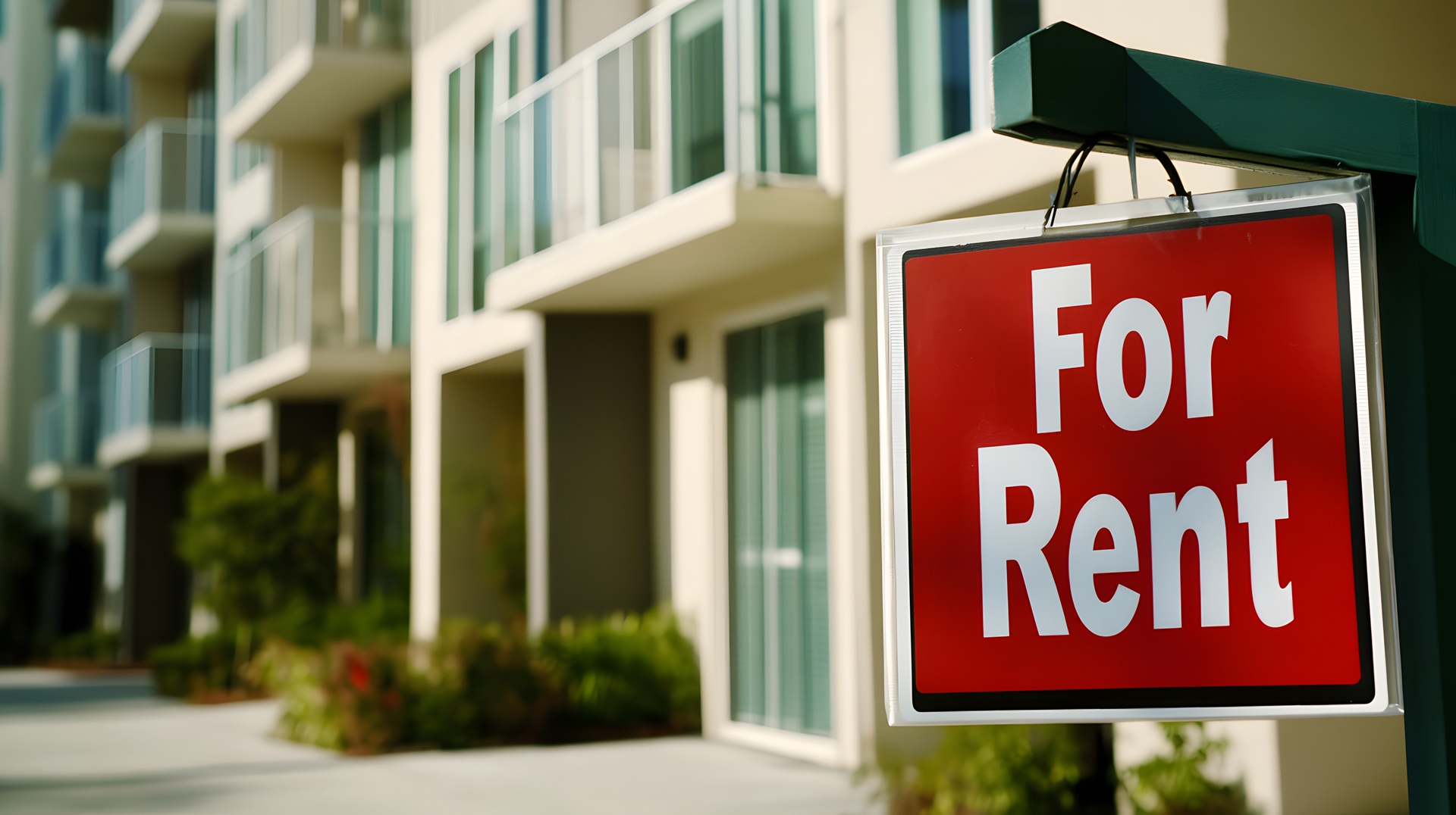 For-Rent-Schild vor moderner Wohnanlage | Sitzlift