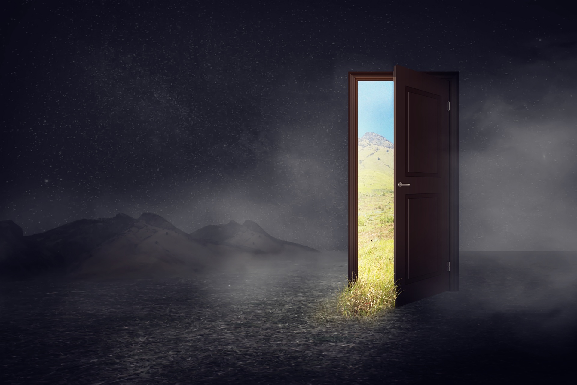 Offene Tür mit Blick auf sonnige Landschaft als Symbol für neue Welten | Palworld Server